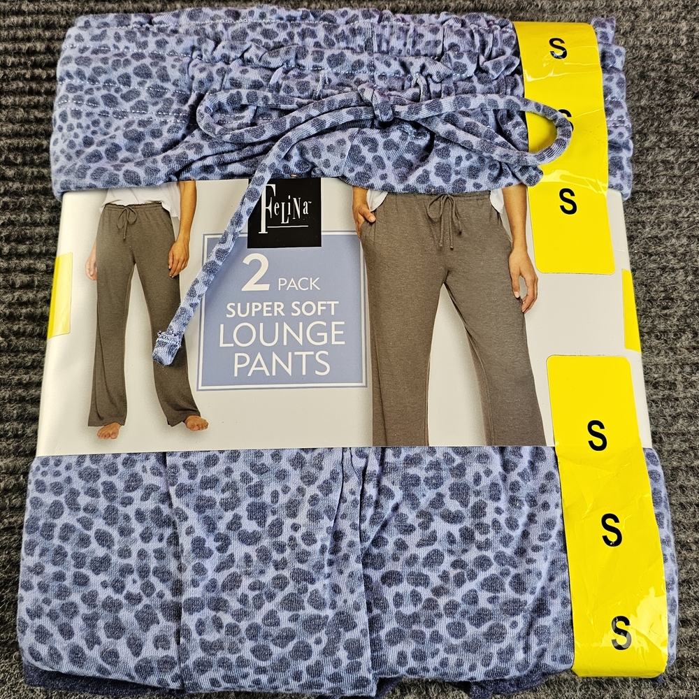 Felina Lounge Pants 2-Pack Womens Small New Heathered And Animal Print New